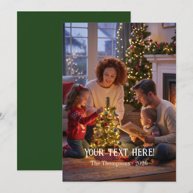 Trendy Modern Typography Family Christmas Photo Holiday Card (Front/Back)