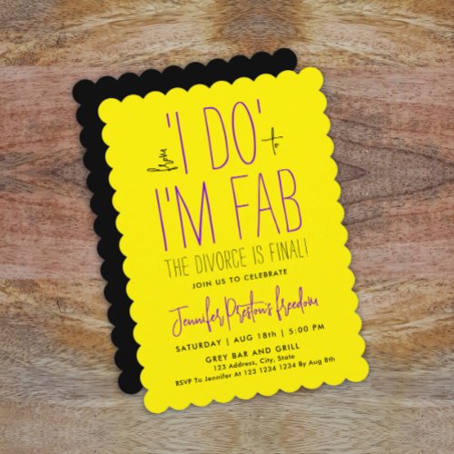 Trendy Modern Vibrant Yellow Divorce Break Up  Invitation