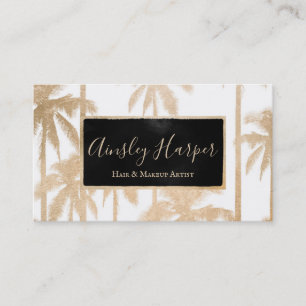 Trendy Modern White Gold Palm Trees Professional Business Card