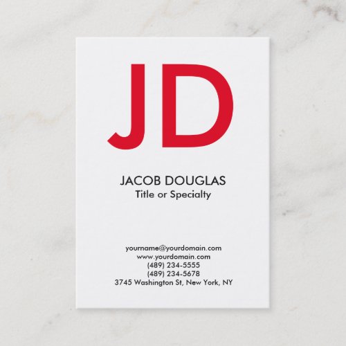 Trendy modern white grey bold monogram business card