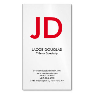 Trendy modern white grey bold monogram business card magnet