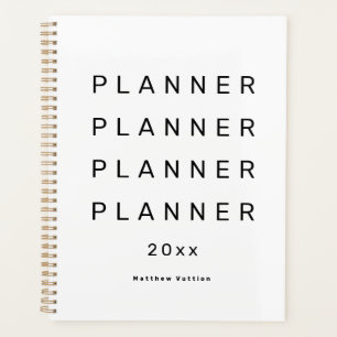 Trendy Modern White Weekly Dated Planner
