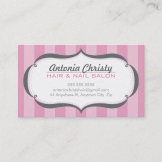 TRENDY modern wide stripe pink gray Business Card