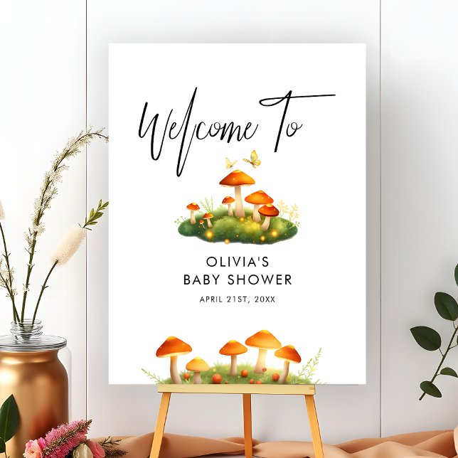 Trendy Modern Woodland Baby Shower Welcome Sign (Creator Uploaded)