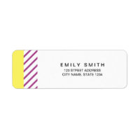 Trendy Modern Yellow and Purple Stripes Address Label