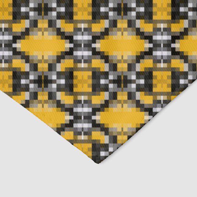 Trendy Modern Yellow Black Mosaic Pattern Pet Bandana Collar (Corner)