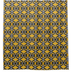 Trendy Modern Yellow Black Mosaic Pattern Shower Curtain