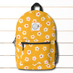 Trendy Modern Yellow Floral Add Logo Corporate Printed Backpack<br><div class="desc">Trendy Modern Yellow Floral Add Logo Corporate Backpack features a trendy modern floral pattern in white,  pink and orange on a yellow background with your custom business logo. Perfect for corporate gifts,  school,  sports,  gym,  travel and more. Designed by ©2024 Evco Studio www.zazzle.com/store/evcostudio</div>
