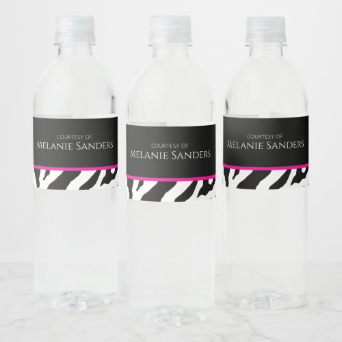 Trendy Modern Zebra bottle label with QR code
