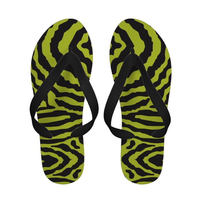 trendy modern zebra pattern print bold black green sandals