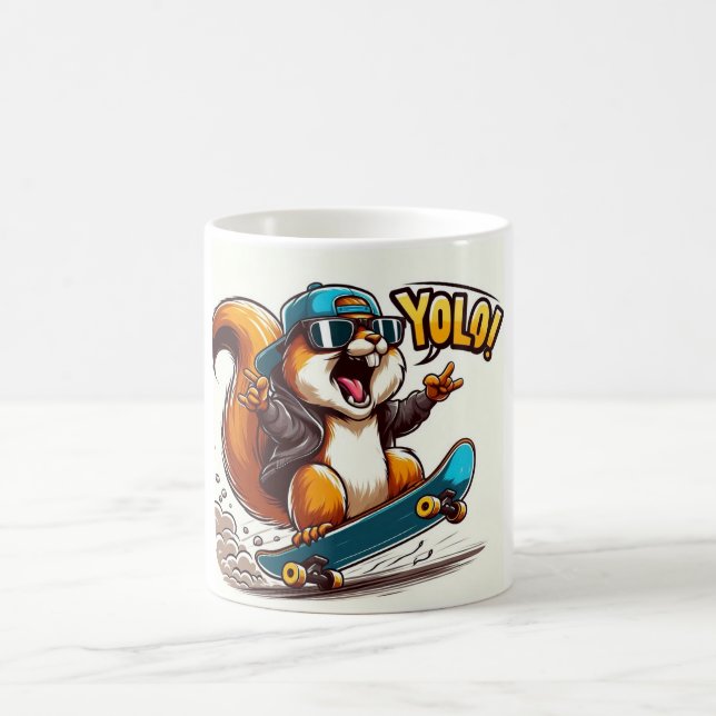 trendy mok with hamster on skateboard coffee mug (Center)