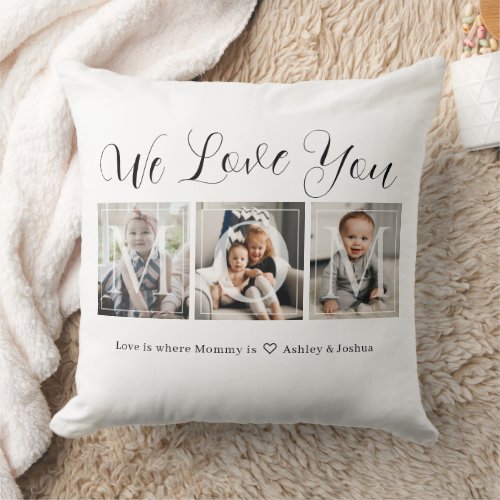 Trendy Mom Family Photo Collage Lumbar Pillow