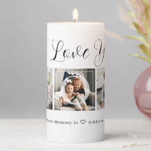 Trendy Mom Family Photo Names Pillar Candle