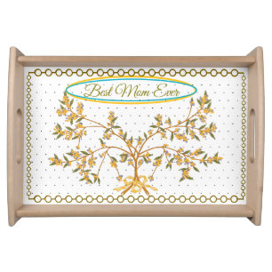 Trendy Mom & Grandma Gift Luxury Gold Tree Branch Serving Tray