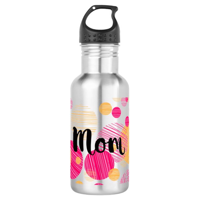 Trendy Mom Polka-Dot Pattern Stainless Steel Water Bottle (Front)