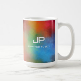 Trendy Mono Gram Rainbow Colors Colorful Abstract Coffee Mug