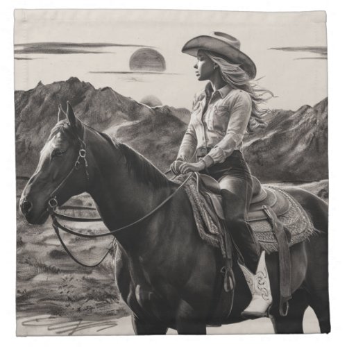 Trendy Monochrome Cowgirl Outfit  Cloth Napkin