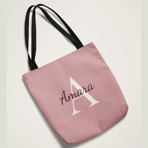 Trendy Monogram Amara   Tea Rose & Berry Custom  Tote Bag