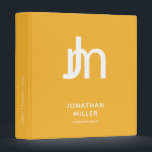 Trendy Monogram Binder with Customizable Spine<br><div class="desc">Organize your papers and documents in style with this trendy monogram binder featuring a large and unique design of two initials with your name and title or custom text below. The monogram is designed in a modern style with white sans serif font on a bright mustard yellow background, making it...</div>
