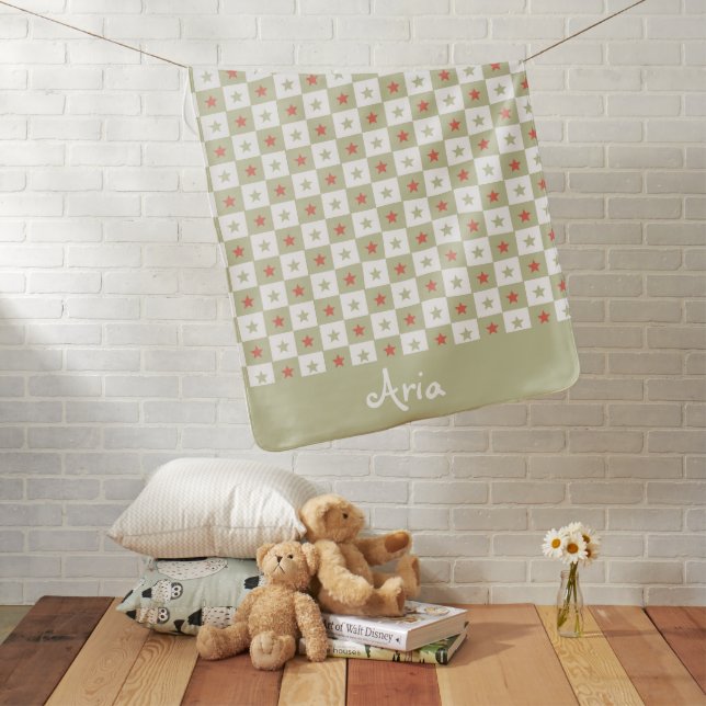 Trendy Monogram Birth Stats Personalized Baby Gift Blanket (In Situ)