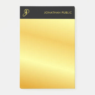 Trendy Monogram Black And Gold Elegant Template Post-it Notes