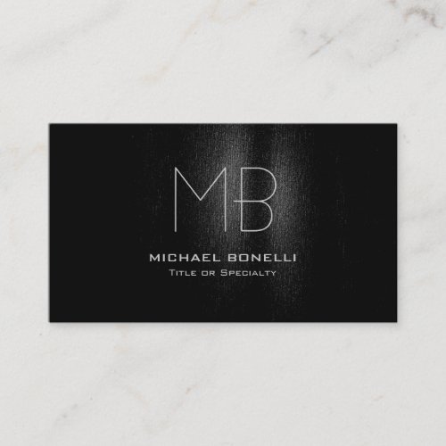 Trendy monogram black gray pattern business card