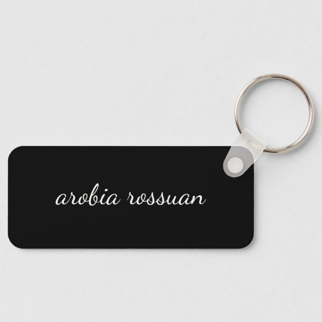 Trendy Monogram | Black Script Personalized Design Keychain (Front)