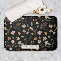Trendy Monogram Black Watercolor Floral Wildflower Bath Mat at Zazzle