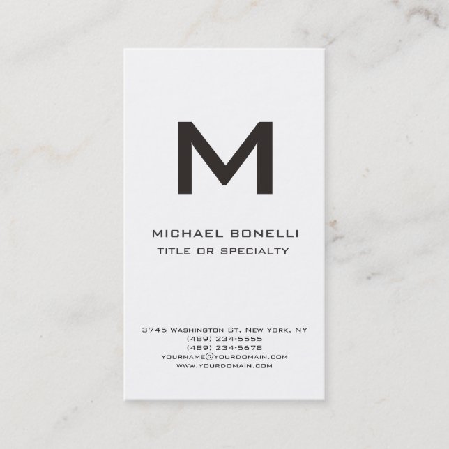 Trendy Monogram Black White Modern Business Card (Front)
