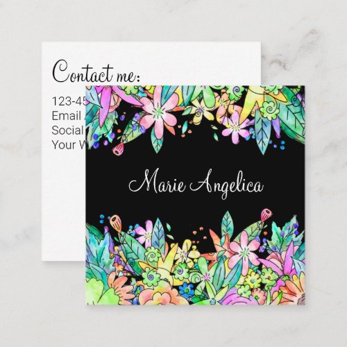 Trendy Monogram Botanical Floral Business Cards