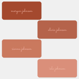 Trendy Monogram   Burnt Orange + Blush Script Name Labels
