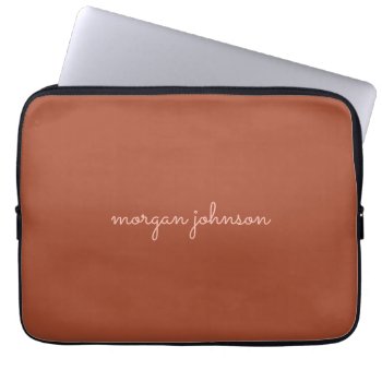 Trendy Monogram | Burnt Orange   Blush Script Name Laptop Sleeve by freshpaperie at Zazzle