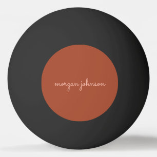 Trendy Monogram Burnt Orange + Blush Script Name Ping Pong Ball