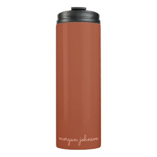Trendy Monogram Burnt Orange + Blush Script Name Thermal Tumbler