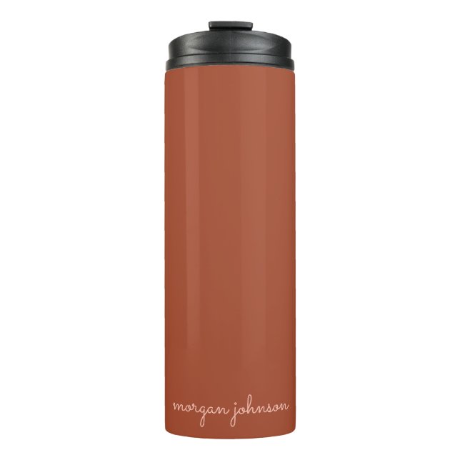 Trendy Monogram | Burnt Orange + Blush Script Name Thermal Tumbler (Front)