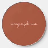 Trendy Monogram | Burnt Orange + Blush Script Name Wireless Charger (Front)