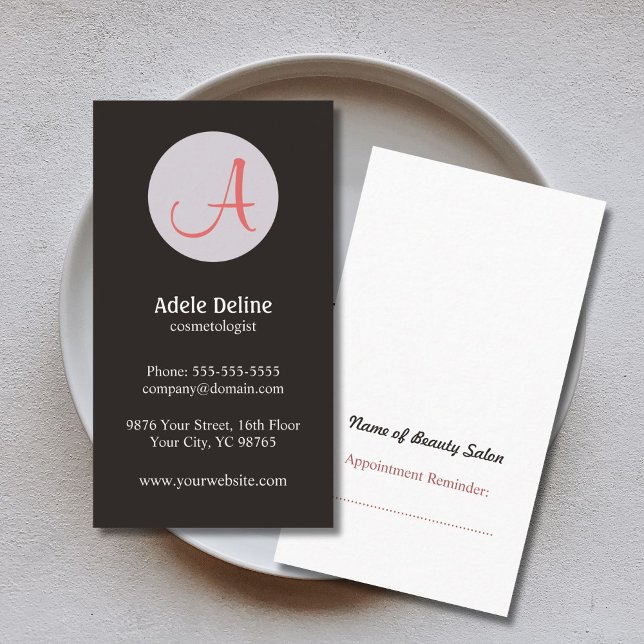 Trendy Monogram Cosmetologist Business Card (Creator Uploaded)