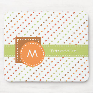 Trendy Monogram Dotted Stripes With Name Mouse Pad