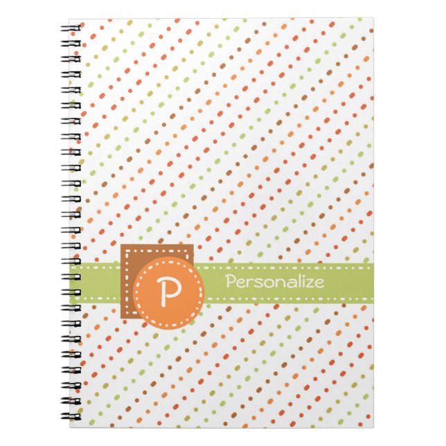 Trendy Monogram Dotted Stripes With Name Notebook (Front)