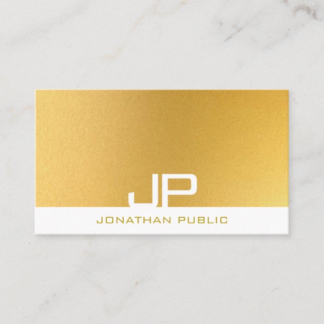 Trendy Monogram Elegant Modern Gold Template Business Card (Front)
