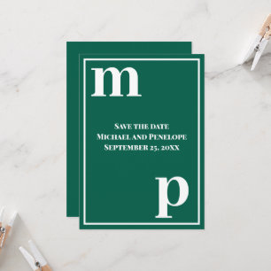 Trendy Monogram Emerald Green Save the Date Invitation
