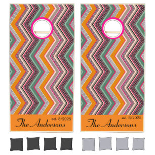 Trendy Monogram Geometric Shapes Colorful  Cornhole Set