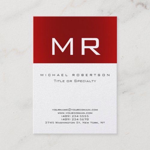 Trendy Monogram Gold Red Striped Business Card