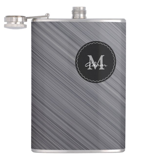 Trendy Monogram | Gray Metallic Flask (Opened)