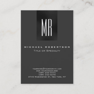 Trendy Monogram Gray White Chubby Business Card