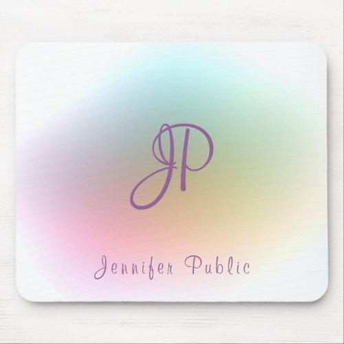 Trendy Monogram Handwritten Text Colorful Template Mouse Pad