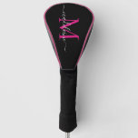 Trendy Monogram Hot Pink &amp; Black Golf Head Cover at Zazzle