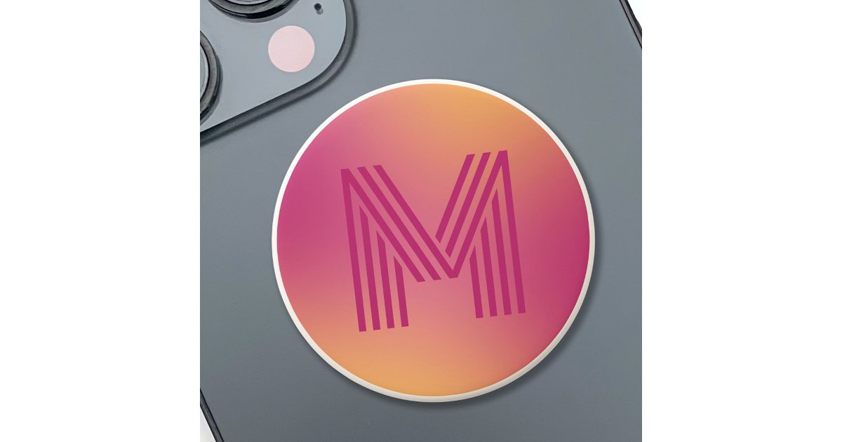Trendy monogram initial fuchsia pink orange yellow PopSocket | Zazzle