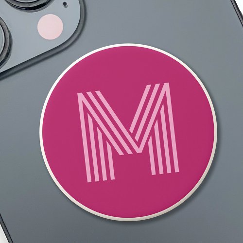 Trendy monogram initial fuchsia pink PopSocket