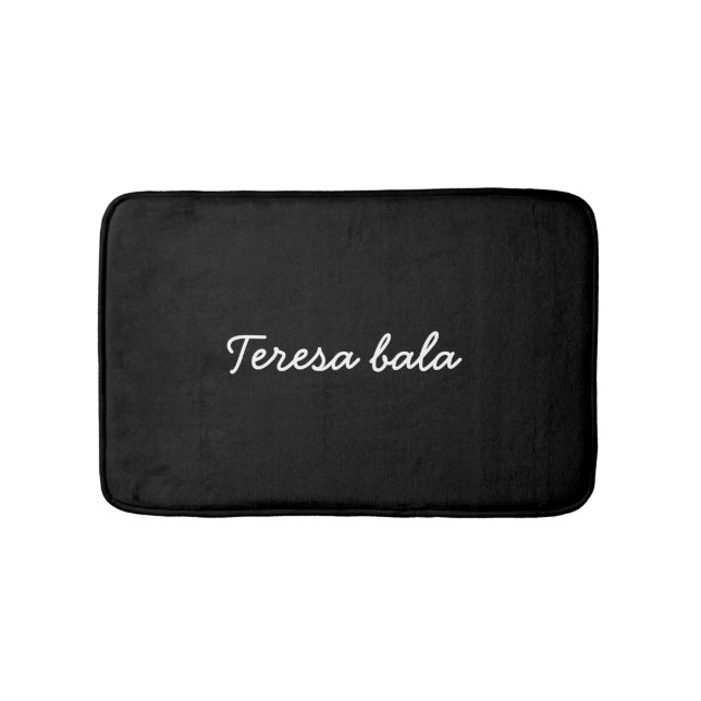 Trendy Monogram Modern Black Script Design Bath Mat (Front)